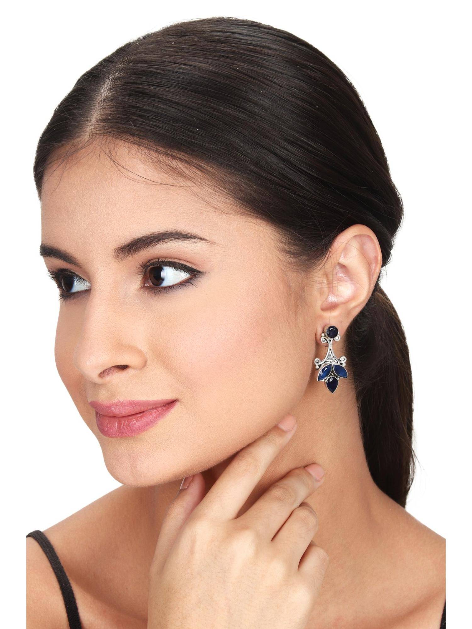 Anvik Floral Pastel Oxidised Drop Earrings