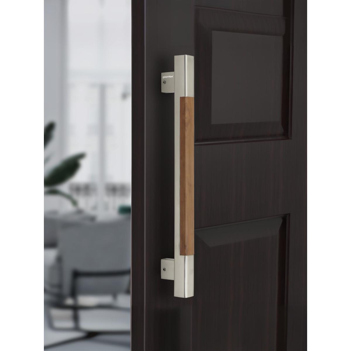 Buy Plantex Main Door Handle 15 Inch (S-604-Satin and Wood) Online