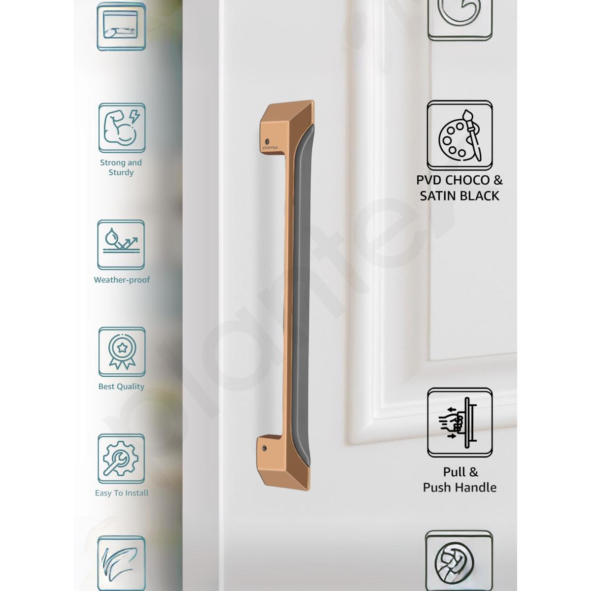 Buy Plantex Door Handle 15 Inch (SH-365 Choco Satin Gold) Online