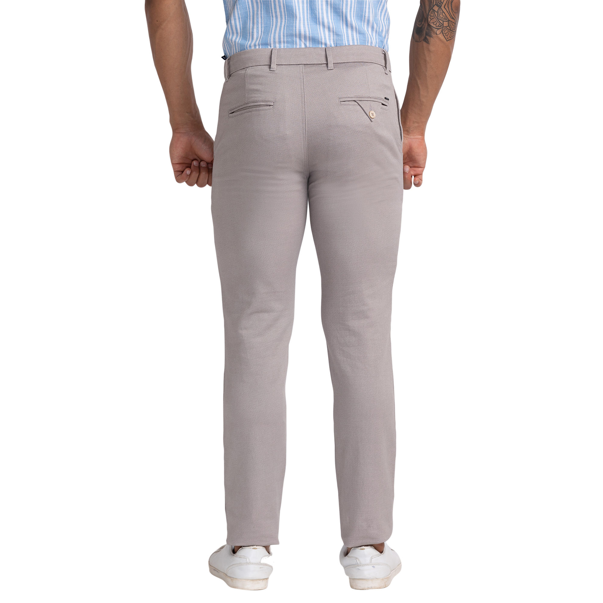 Buy Parx Super Slim Fit Self Design Grey Casual Trouser Online