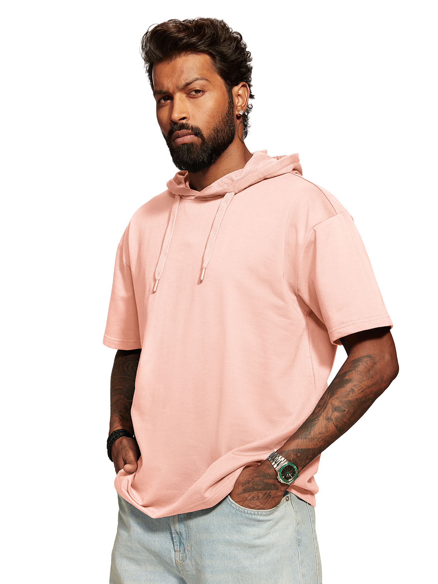 Pink hooded t shirt 2025