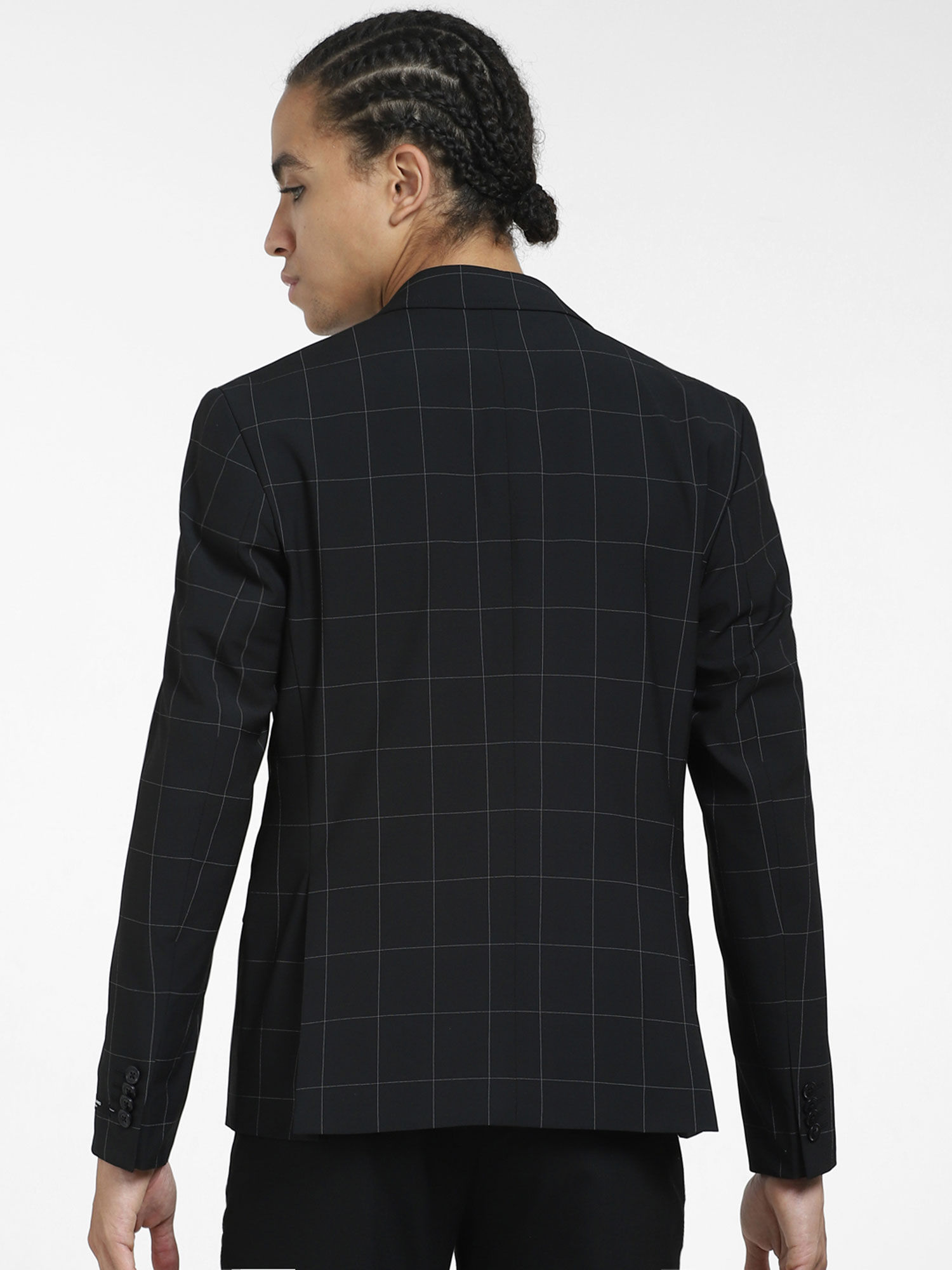 Mens black check blazer deals
