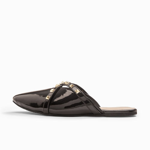 Buy The Label Life Black Studded Pointed Toe Flat Mules Online