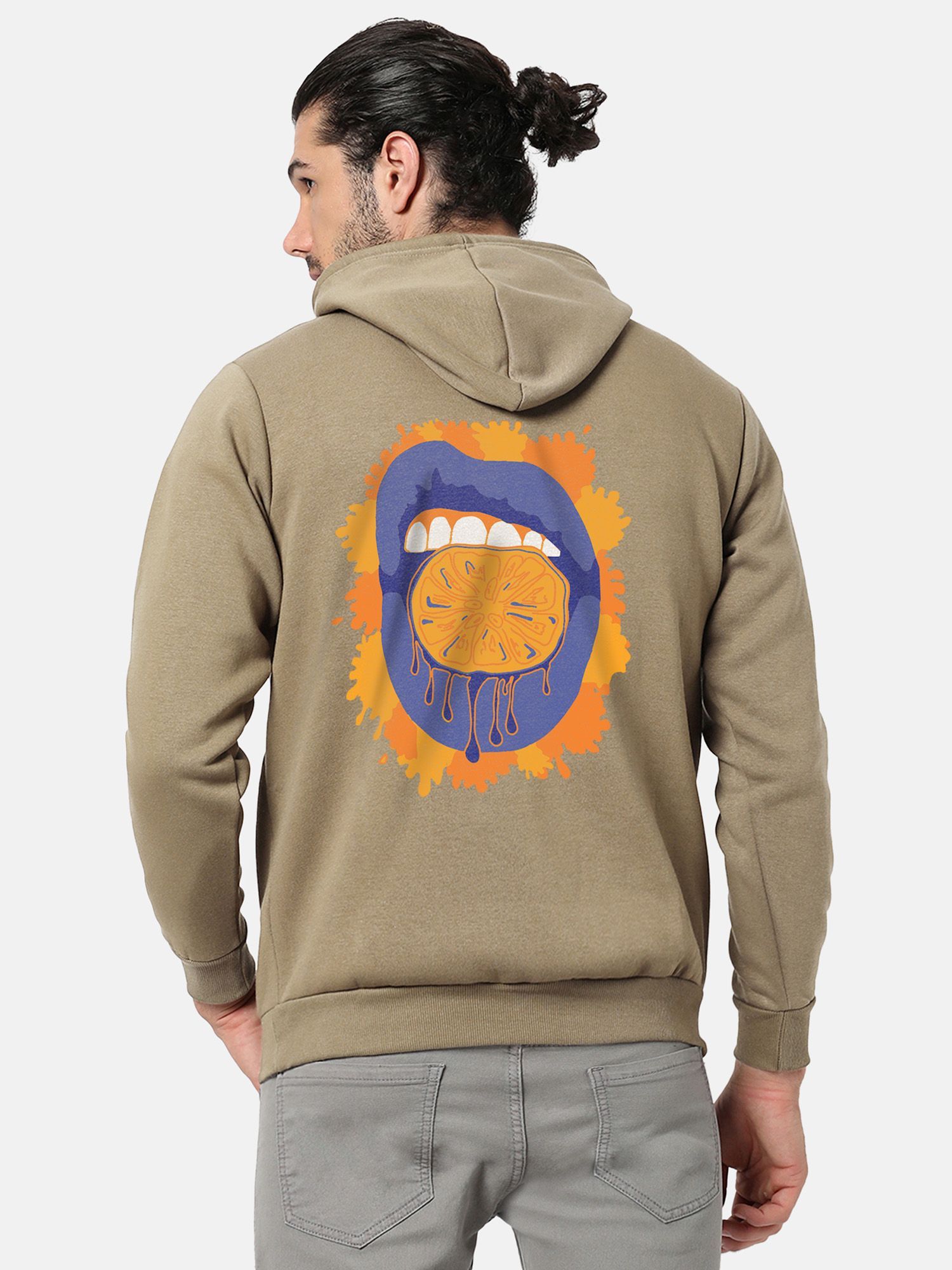 Olive and orange hoodie top