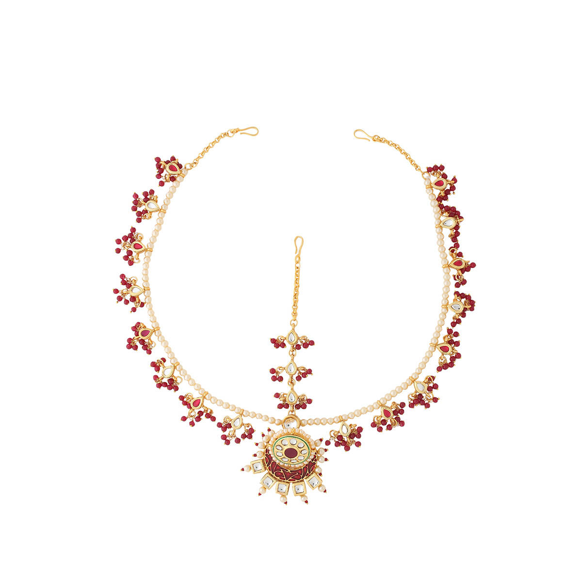 Pearl And Kundan Maathapatti With Intricate Detailing