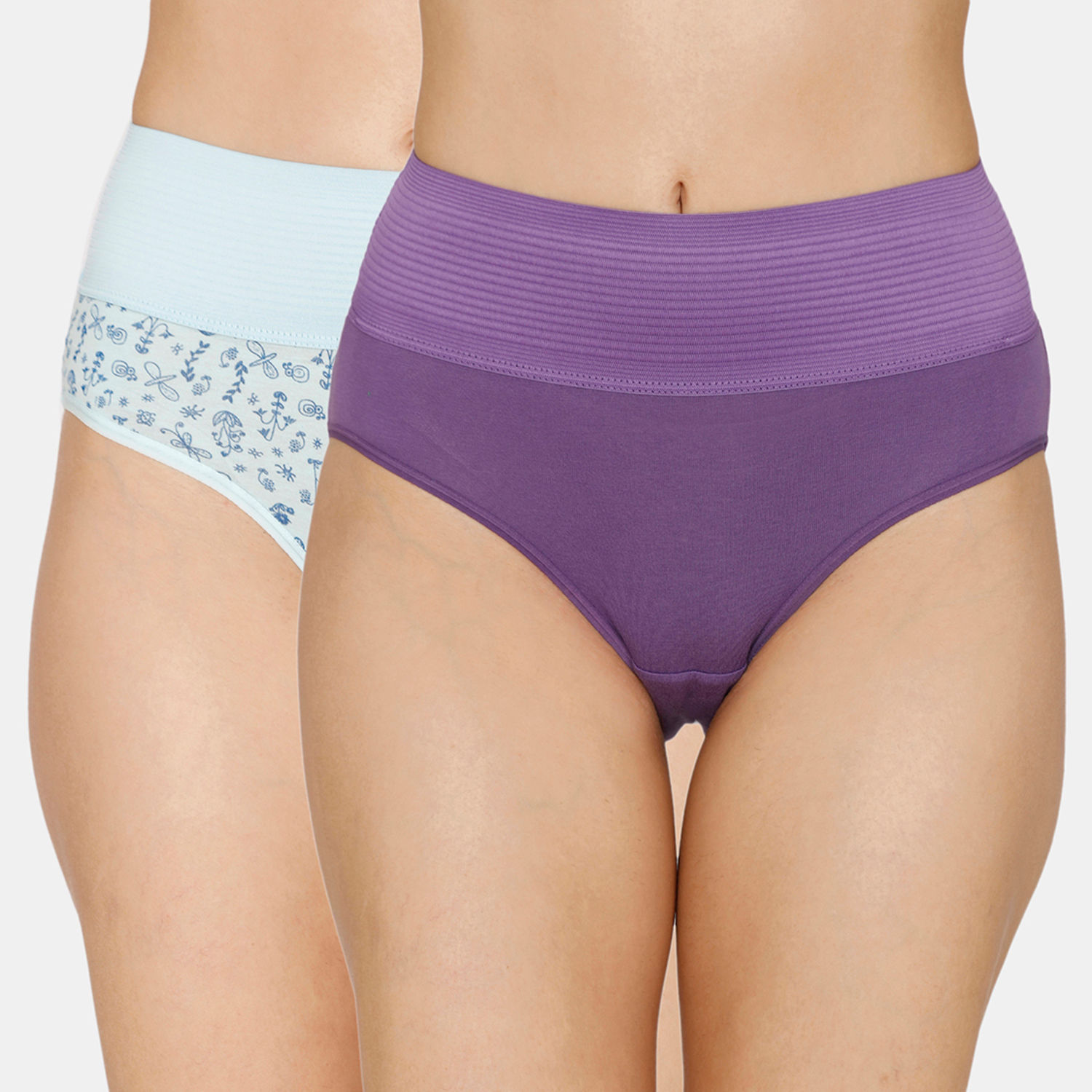 Buy Zivame (Pack of 2) Tummy Tucker Hipster High Rise Anti-Microbial Panty  -Assorted (XL) Online