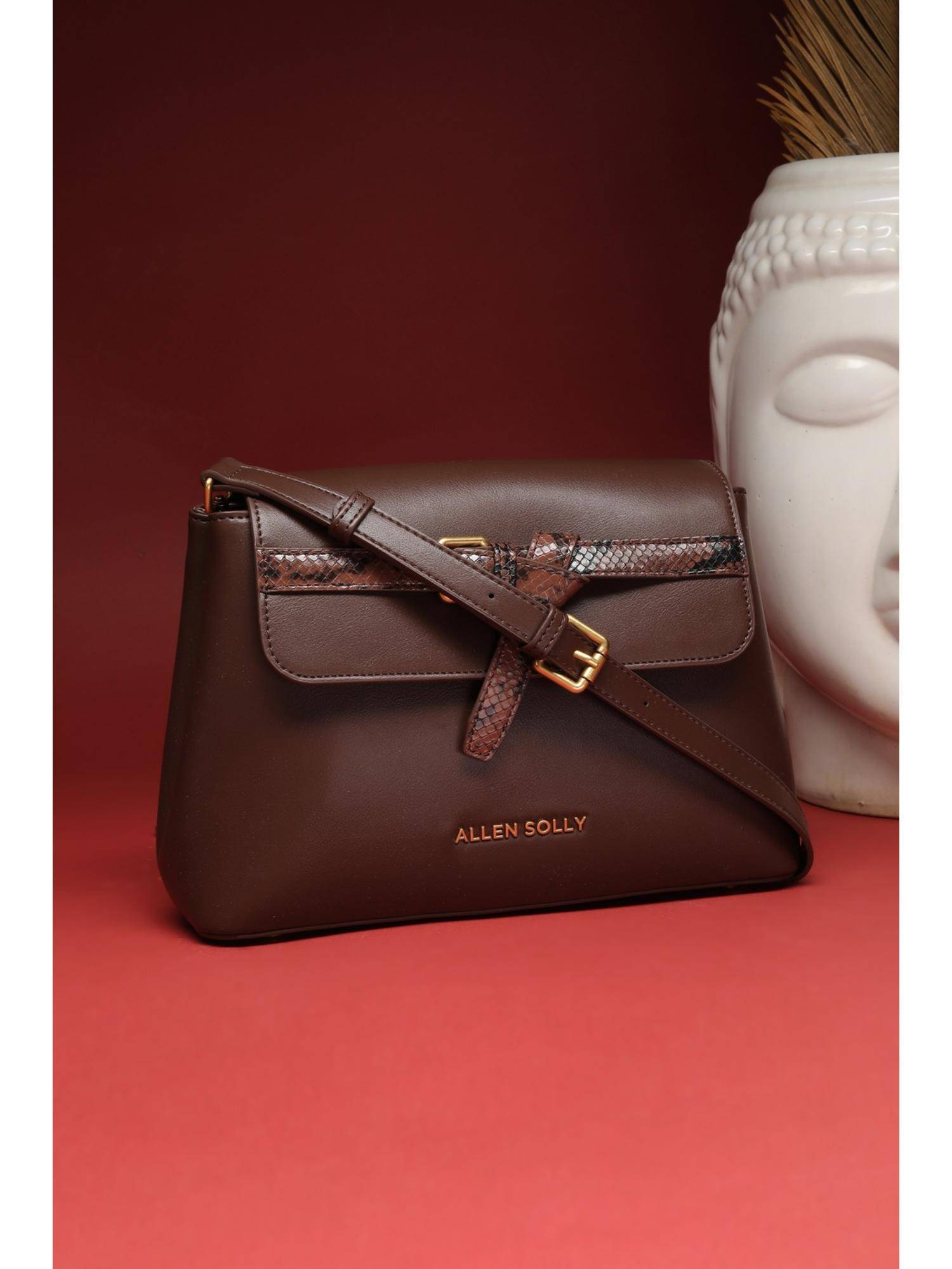 Buy Allen Solly Women Brown Casual Sling Bag with Detachable Strap Online