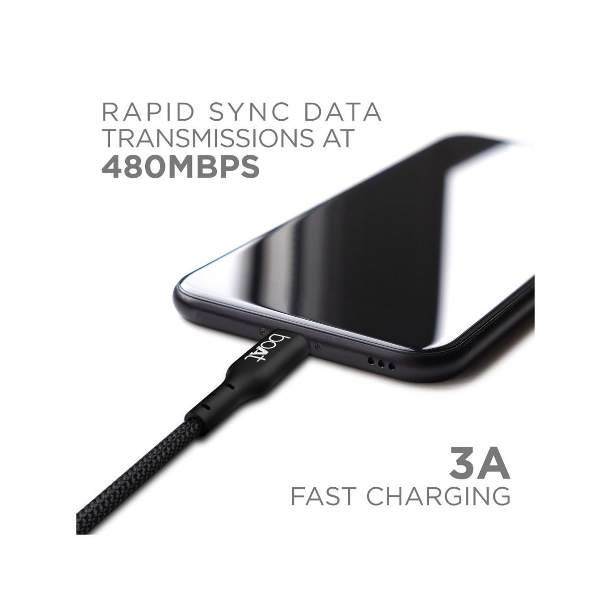 Buy boAt Type C A350 N Cable 1.5m (Jet Black) Online