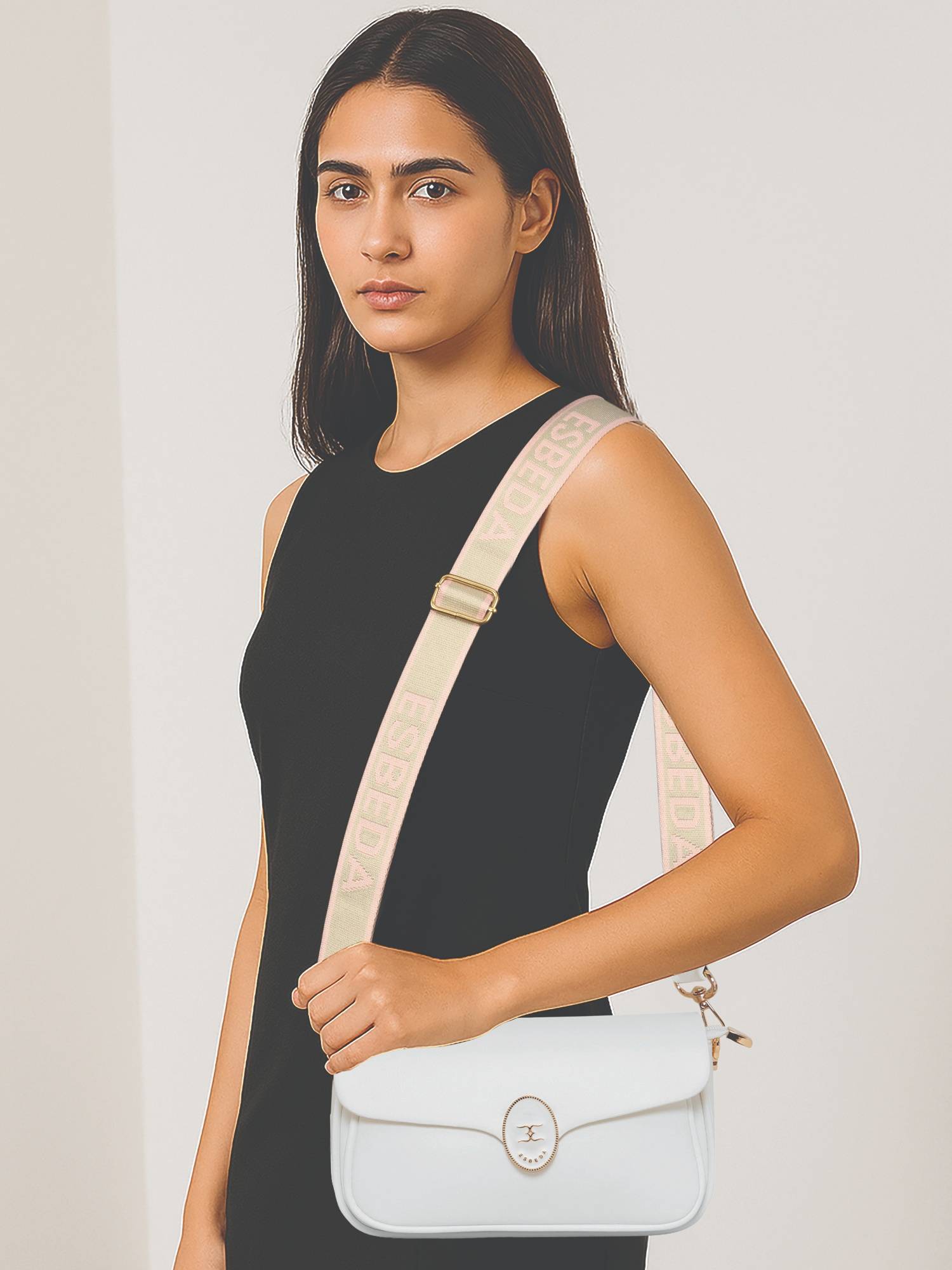 ESBEDA White Colour Stylish Elegance Sling Bag with Detachable Handle For Women