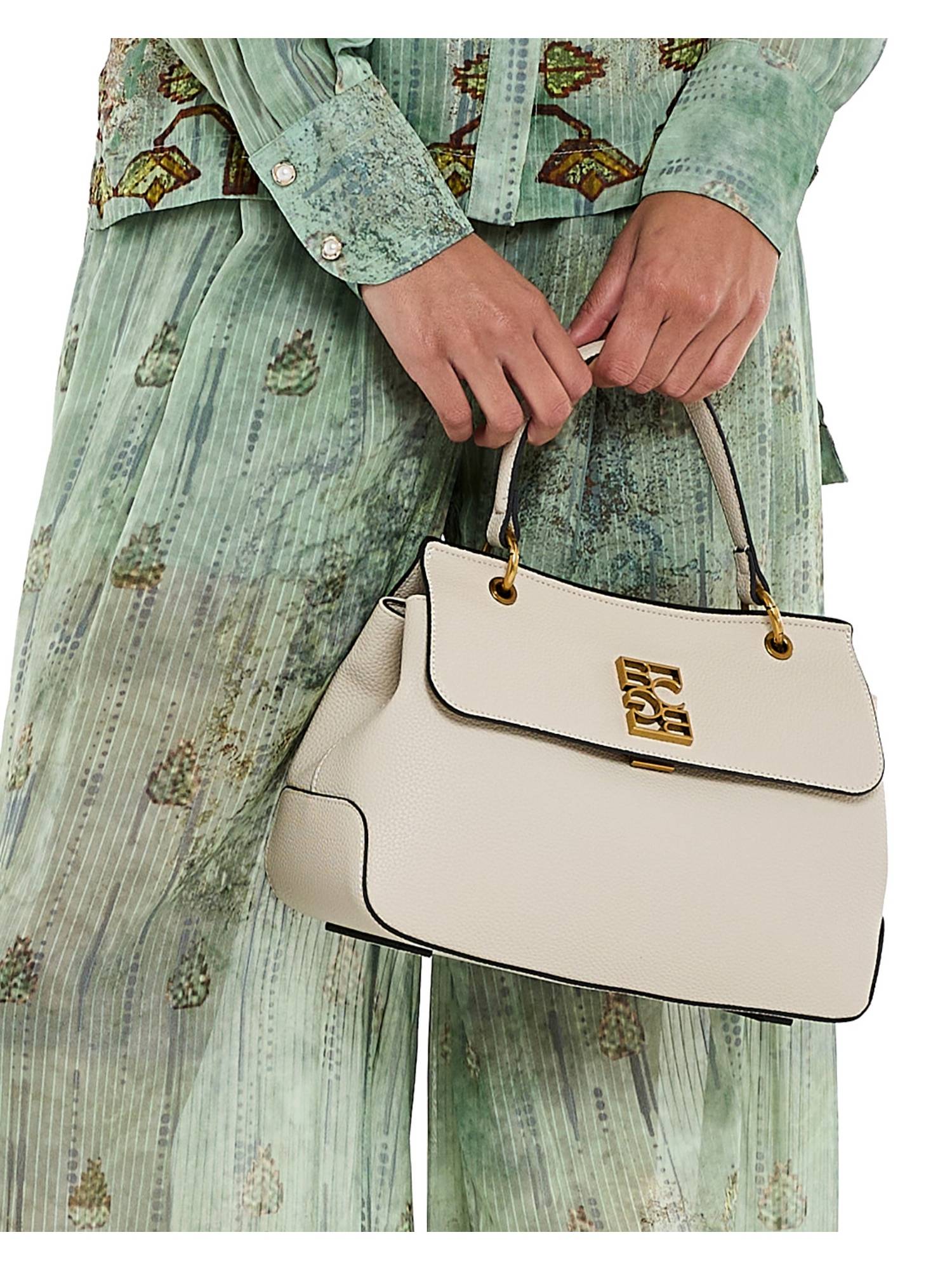 BCBG Off White Top Handle Satchel Bag and Detachable Strap
