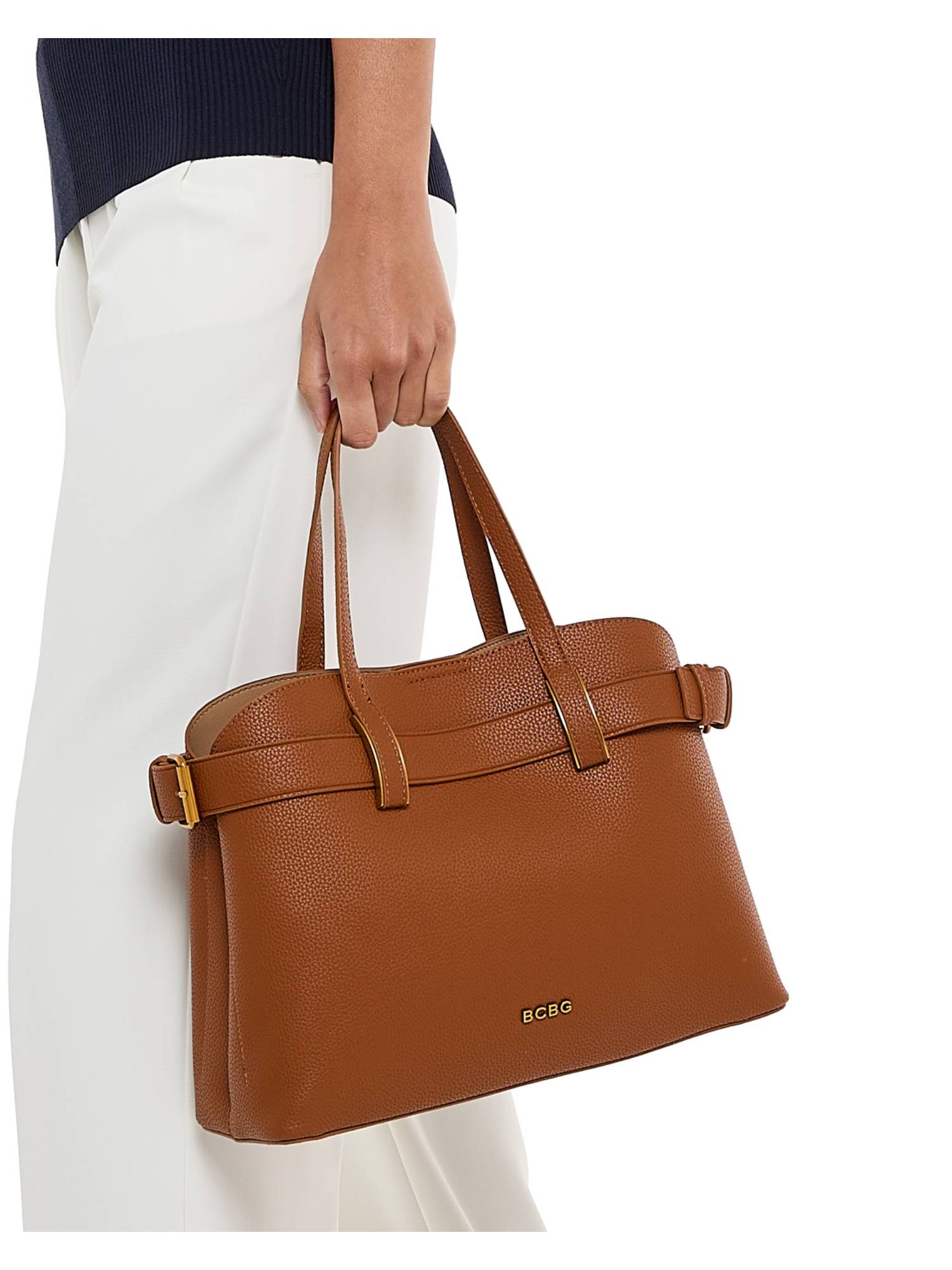 BCBG Tan Top Handle Handbag and Detachable Strap