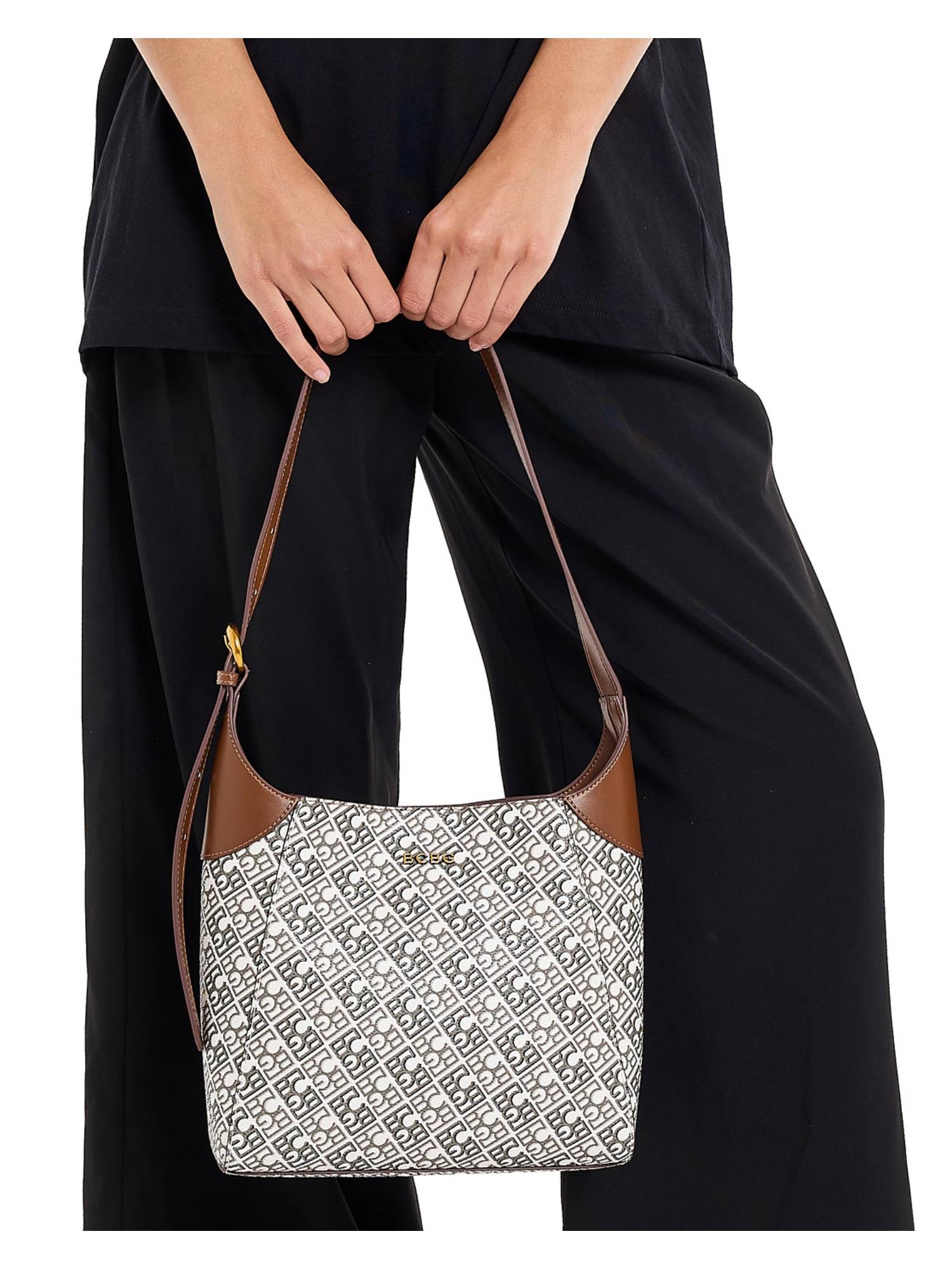 BCBG Grey Logo Detail Shoulder Bag
