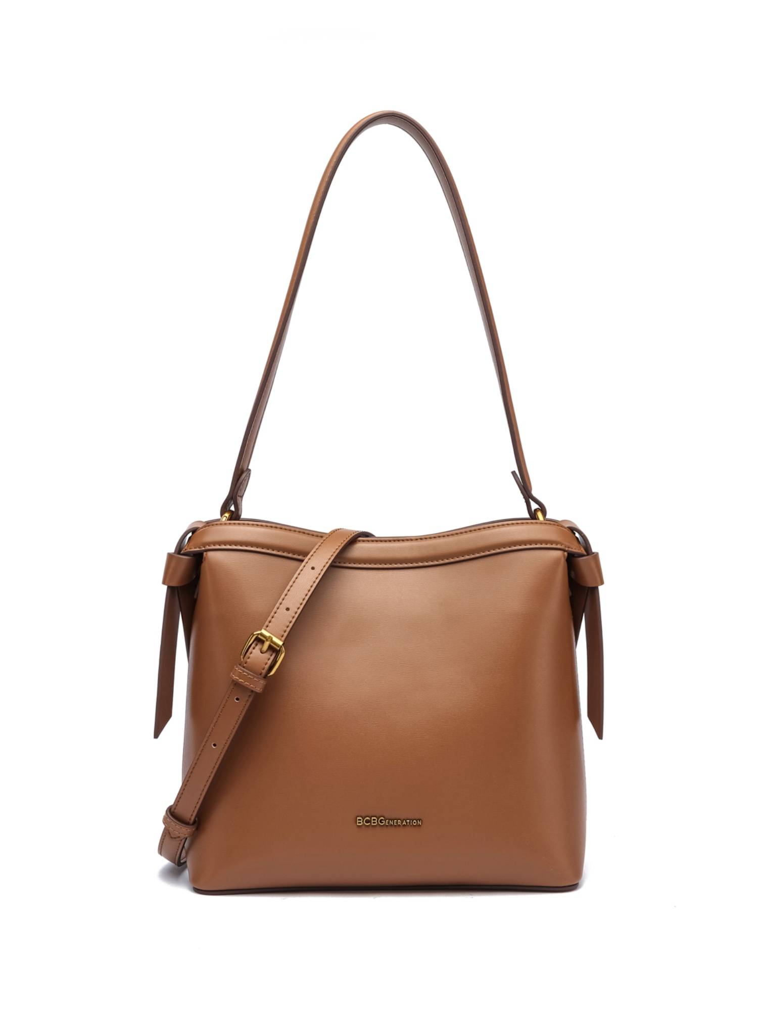BCBG Brown Zippered Shoulder Bag and Detachable Strap