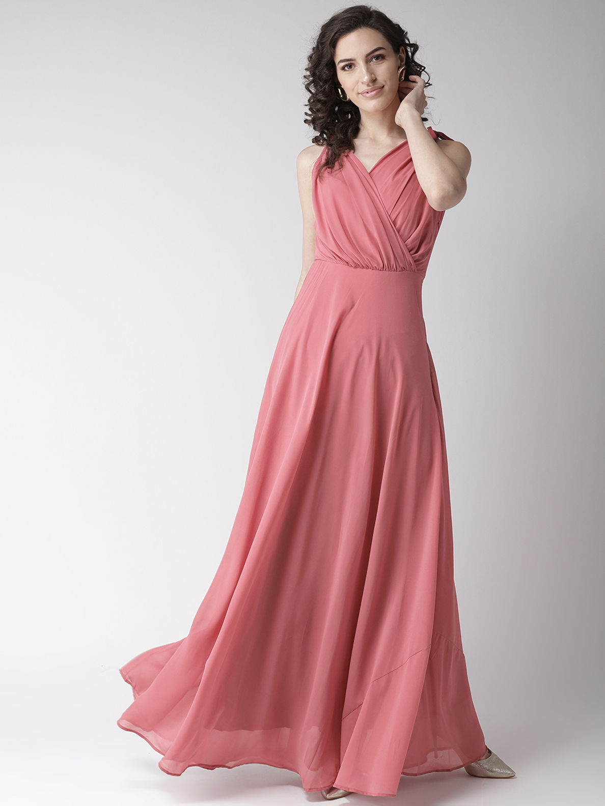 Coral Pink Net Gown  House of Surya