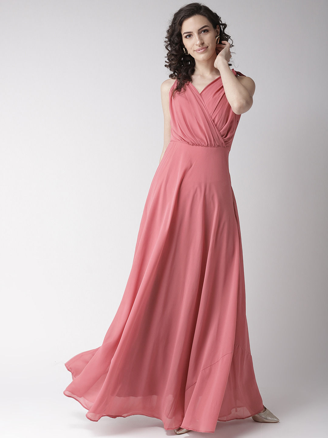 plunge neck maxi dress