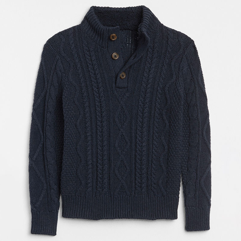 navy blue cable knit sweater