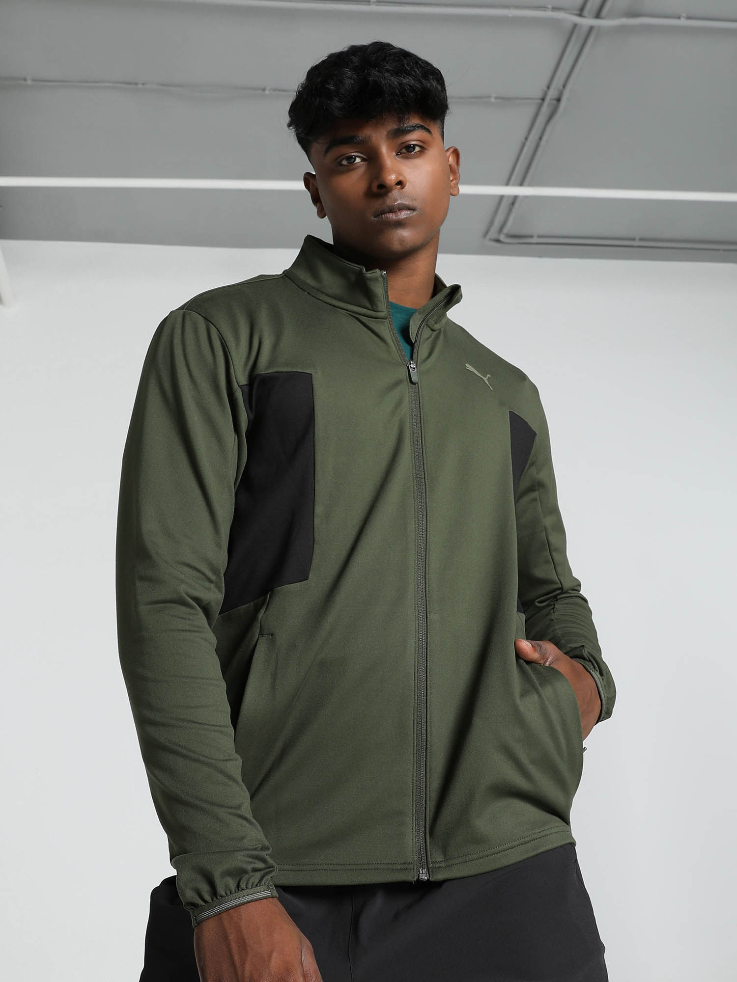 Puma Green Solid Bomber Jacket