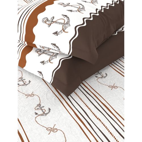 Buy Nautica Cotton King Bedsheet with 2 Pillow Covers -3Pc Set  Printed-Brown & Choco Online