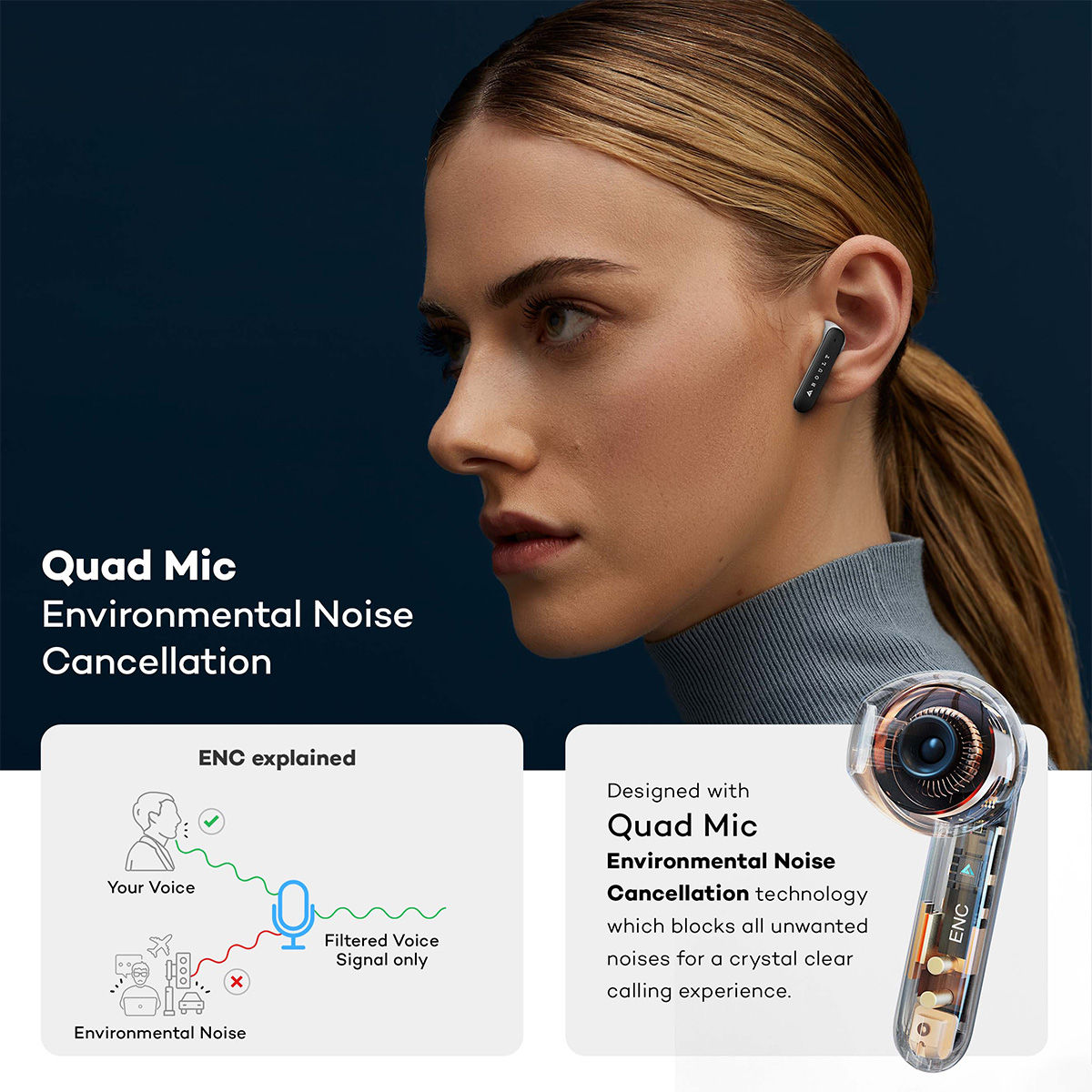 Buy Boult Audio AirBass Probuds TWS Earbuds 24H Playtime Quad Mics for Pro Calling White Online
