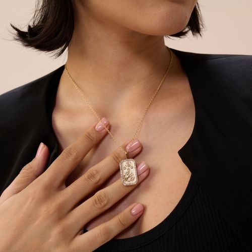 Dusala India White Cancer Zodiac Pendant 18K Gold-Plated Necklace