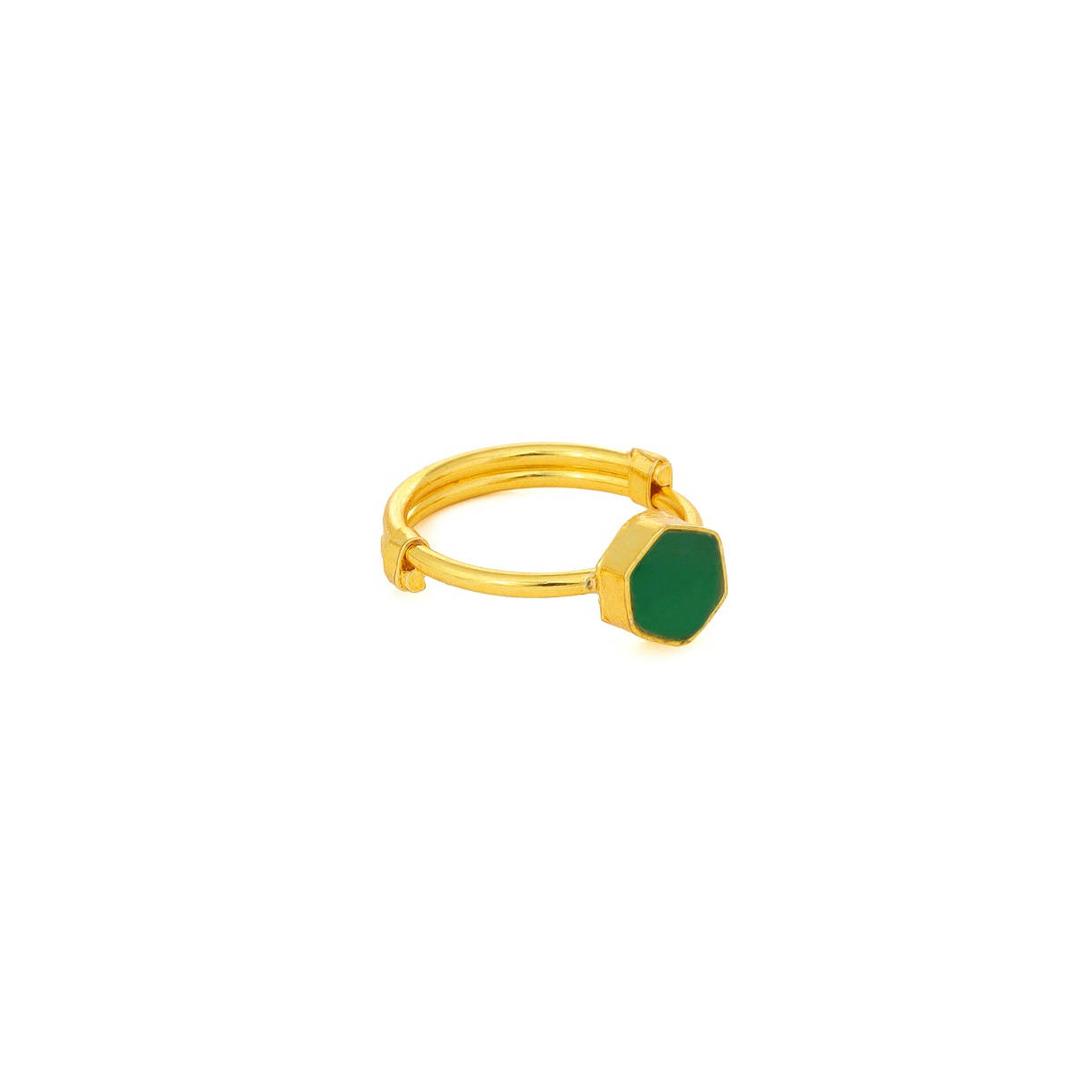 Buy Ruby Raang Studio Natural Stone Green Hexagon Ring -Green Online