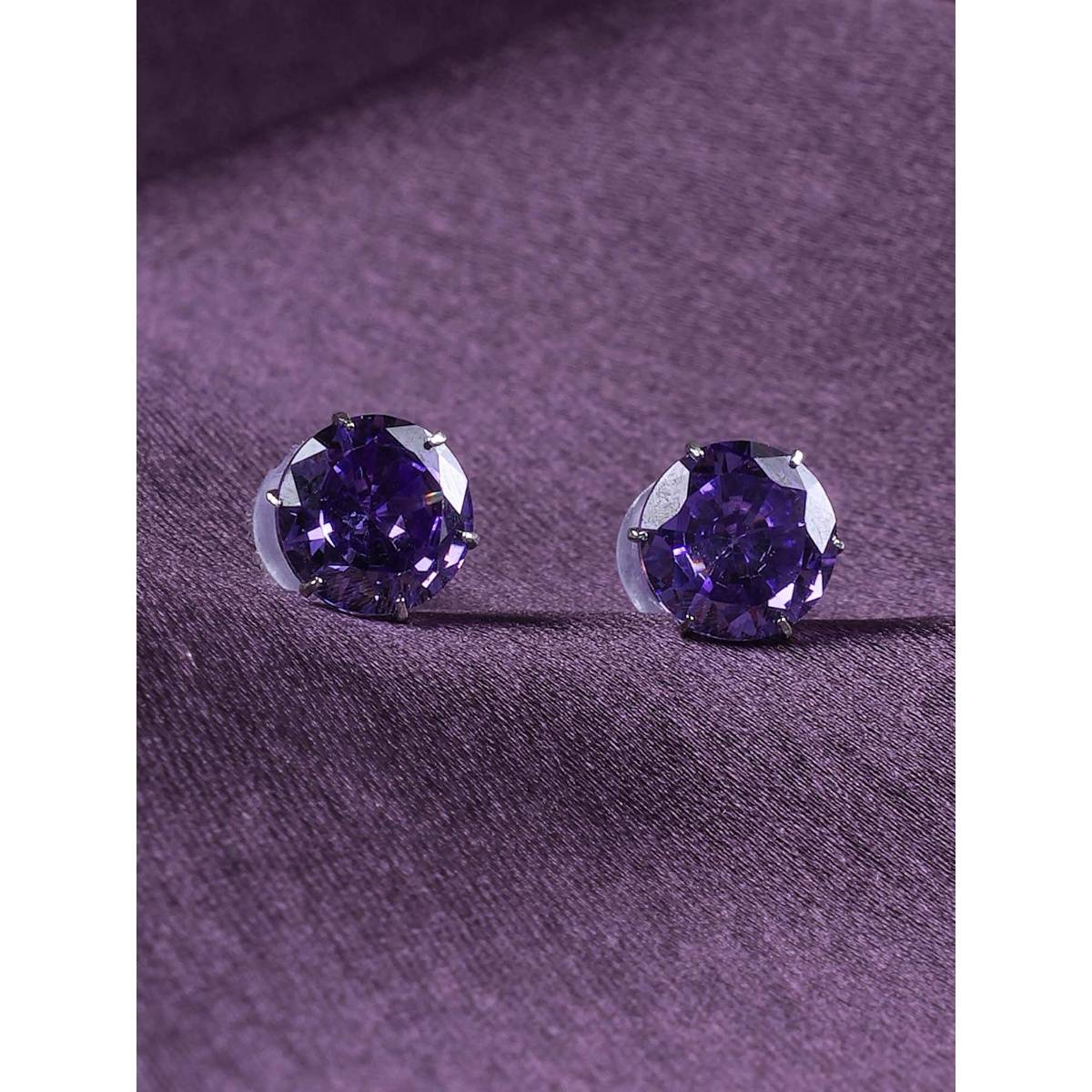 Palmonas 925 Sterling Silver Orchid Twinkle Waterproof & Anti Tarnish Studs For Women -Purple
