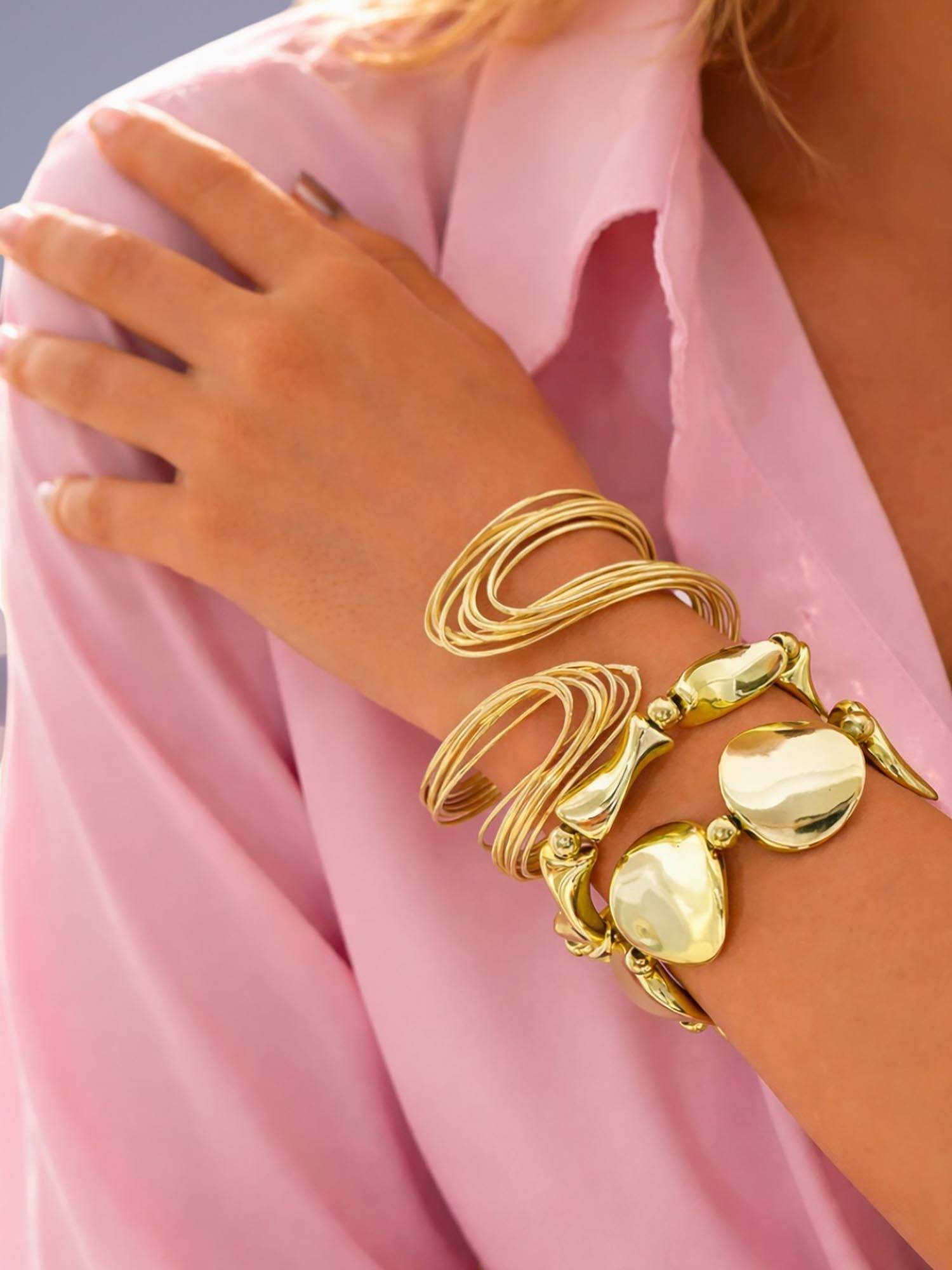 OOMPH Bold Gold Theme Gold Cuff Bracelet (Pack of 3)