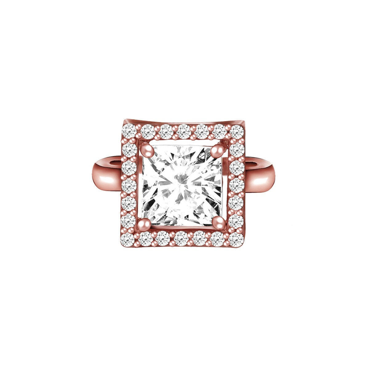 Giva 925 Sterling Silver Rose Gold Square Adjustable Ring For Women