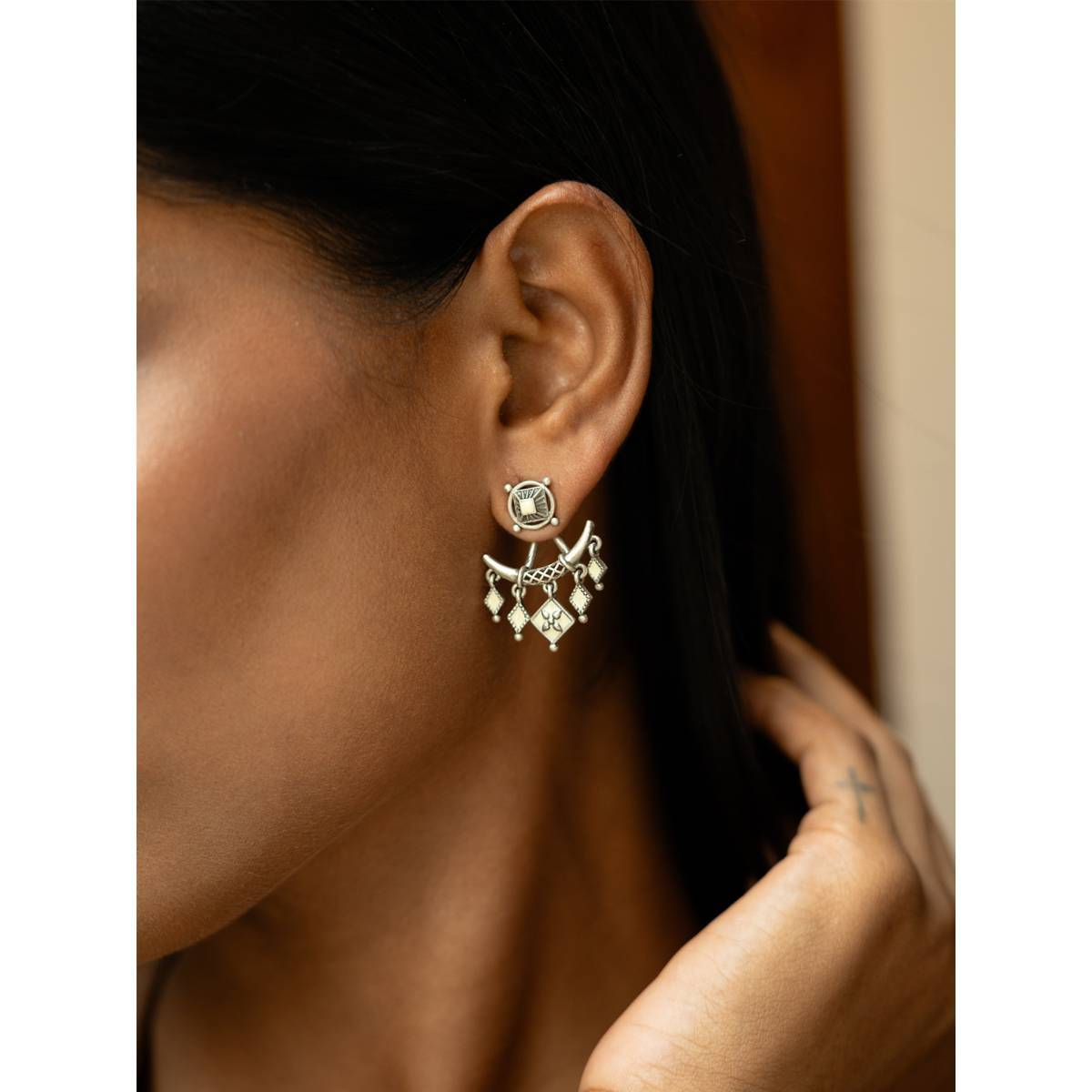 925 Silver Shaya by CaratLane Rudra Earrings In Oxidised