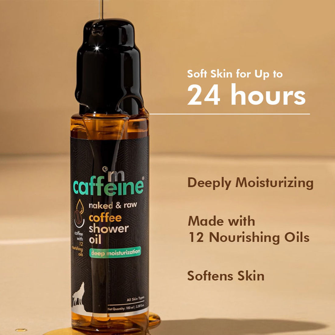 MCaffeine Coffee Shower Oil Body Wash Moisturising Oil Based Soap Free Cleanser for Sensitive