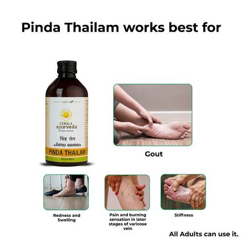 Huile Ayurvédique Kerala Ayurveda Pinda Thailam - 100% Naturelle à Base De Plantes - 200 Ml - Neuf