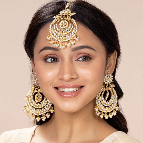 Buy Peora Traditional Jewellery Gold Plated Kundan Pearl Maang