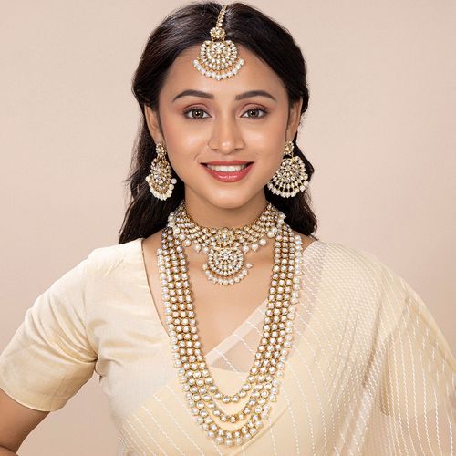 American Diamond Flipkart White Stone Necklace Traditional Pearl