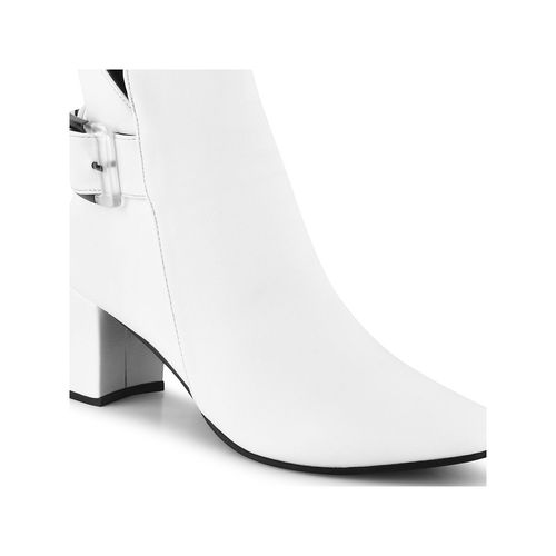 Buy SHUZ TOUCH White Ankle Length Block Heel Boots Online