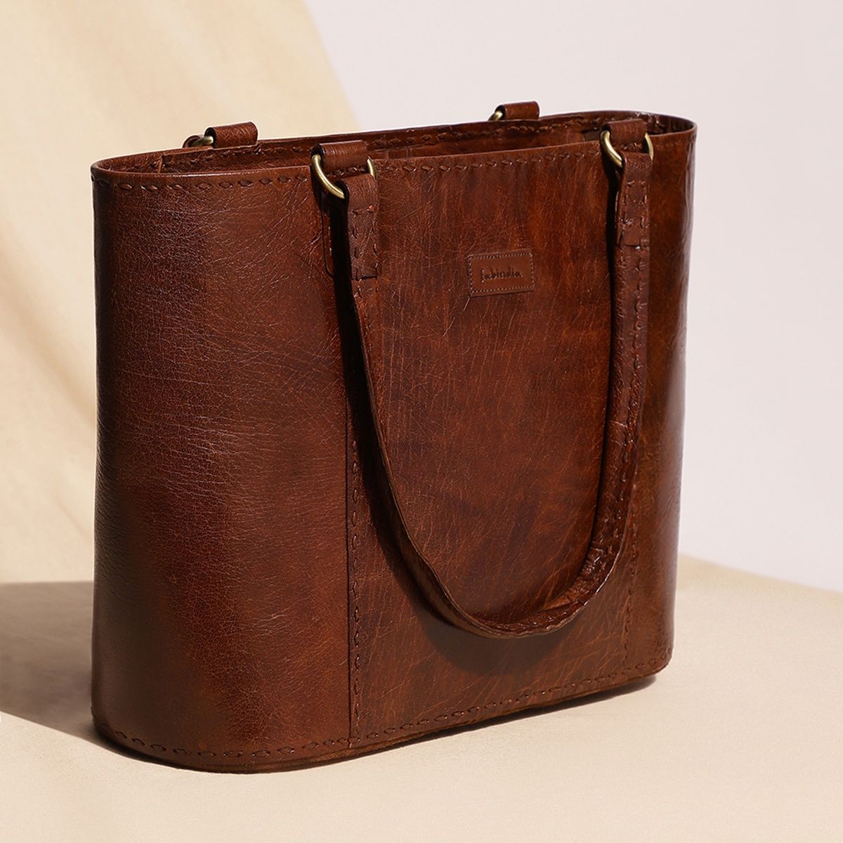 Buy Fabindia Brown Leather Tote Online