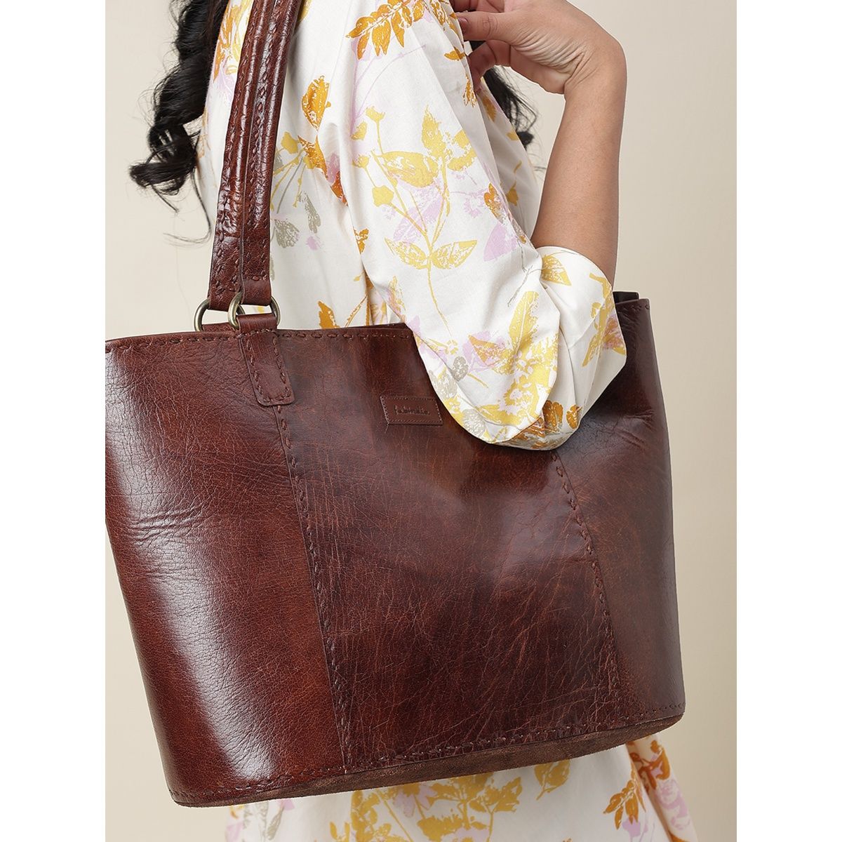 Fabindia Brown Leather Tote: Buy Fabindia Brown Leather Tote Online at ...
