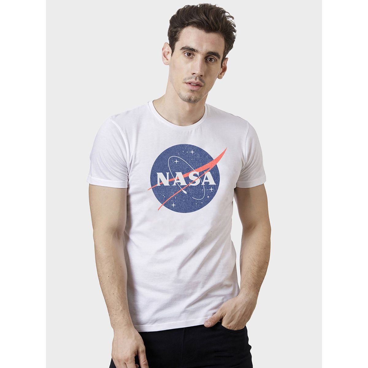 Free Authority Nasa Printed White Tshirt For Men
