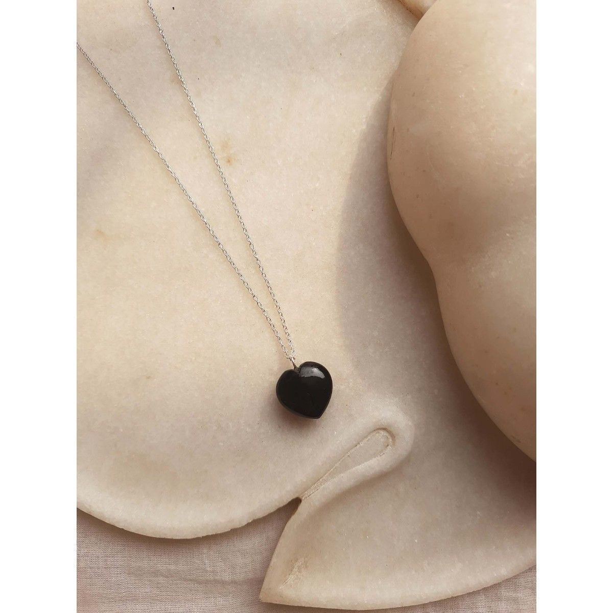 Buy Sterling Silver Natural Black Onyx Loveheart Love Heart Drop Pendant &  Necklace 16mm Small Online in India - Etsy