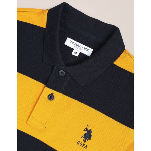 Buy POLO Navy Blue Horizontal Colorblock Cotton Polo T
