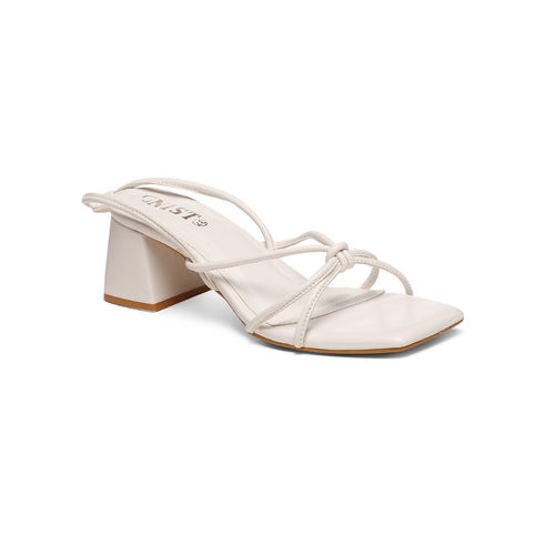 Buy GNIST White Strappy Tie Up Block Heel Sandal Online