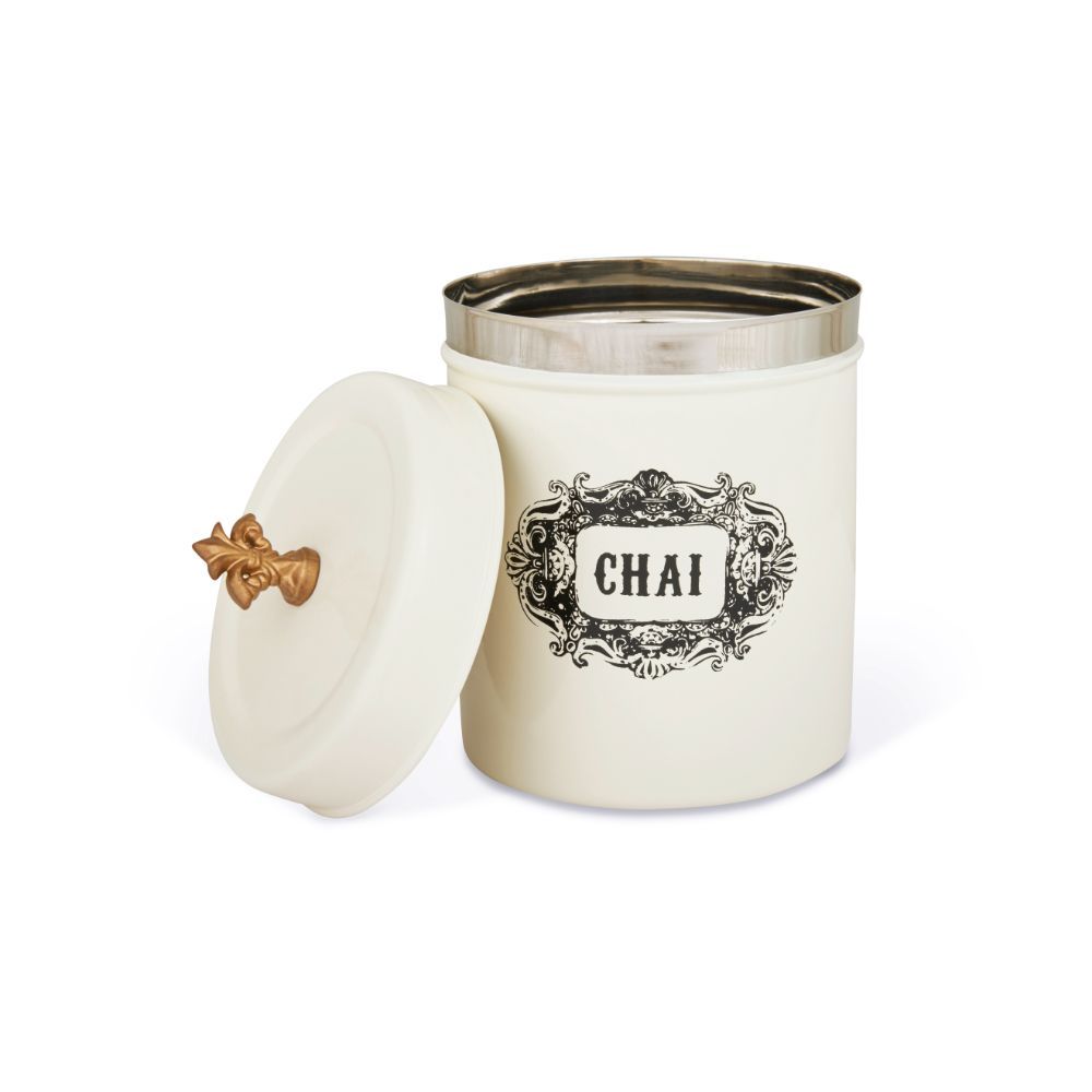 Living With Elan CHAI Tea Stainless steel 500ml Canister-Off white