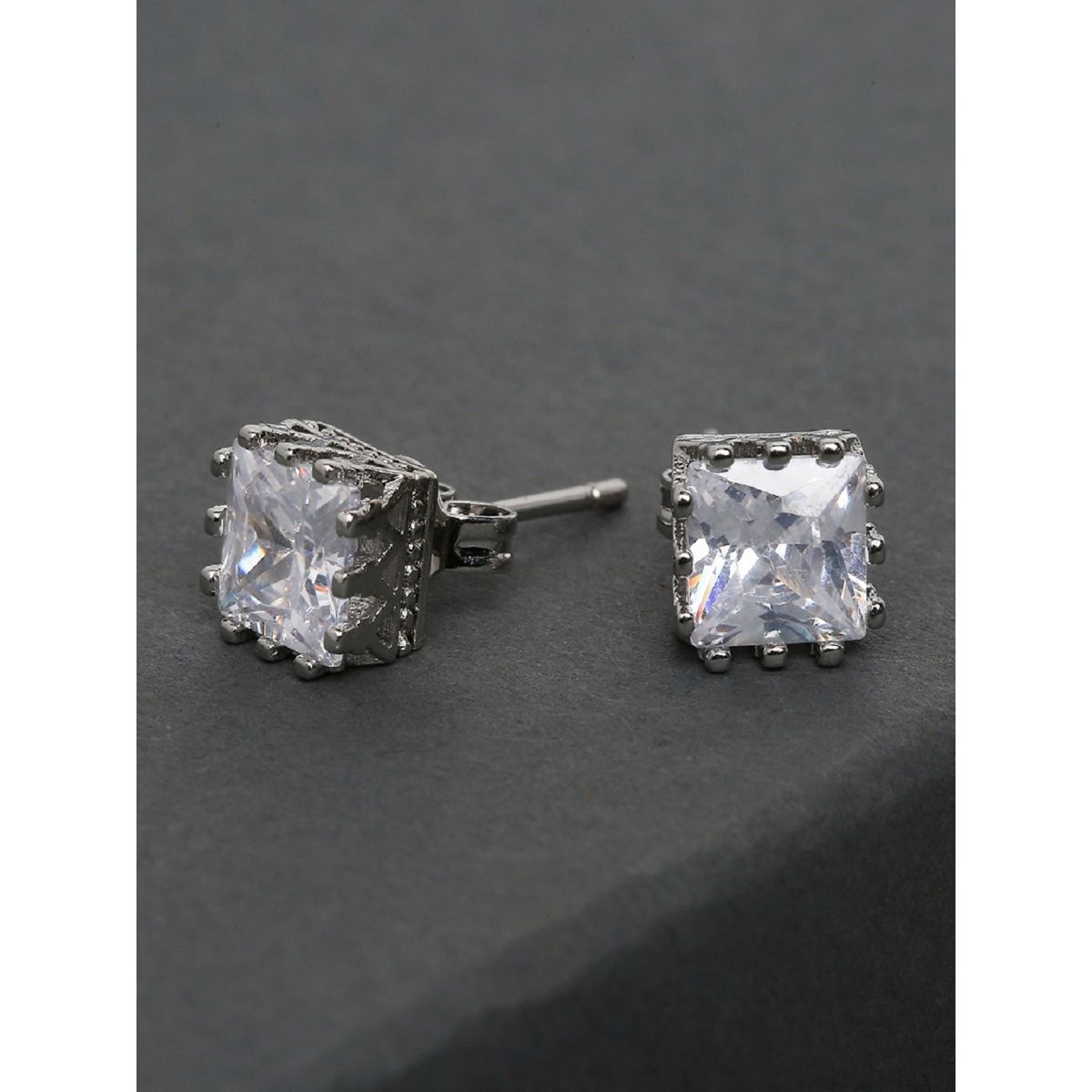 Sterling Silver 5mm Cubic Zirconia Stud Earrings in White  Prouds