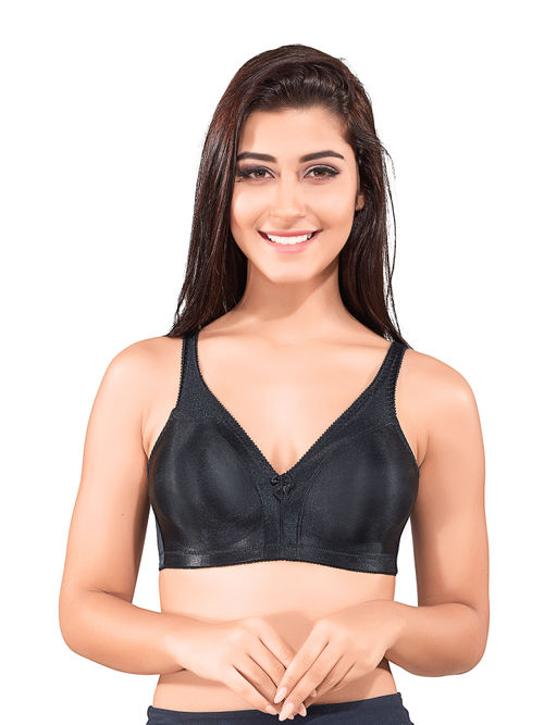 Juliet Mold Non Padded Non Wired Plain Poly Spandex Bra - Black (34B)