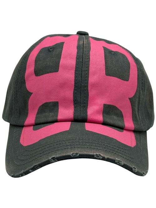 The Tie Hub Grey Mens BB Printed Distressed Snapback Baseball Cap