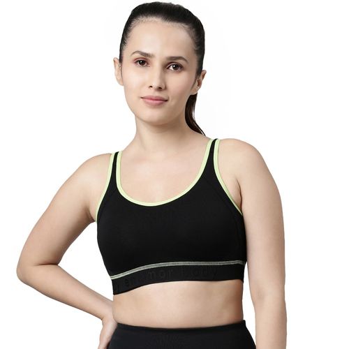 Buy Enamor Sb28-non Padded Wirefree High Coverage Antimicrobial Side Shaper Sports  Bra-black Online
