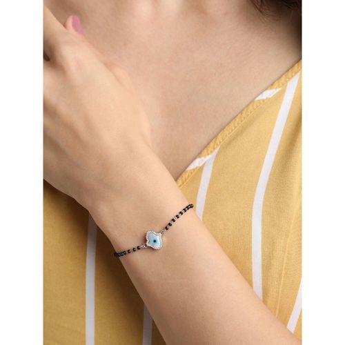 Buy CLARA 925 Silver Rhodium Plated Black Beads Evil Eye Hamsa