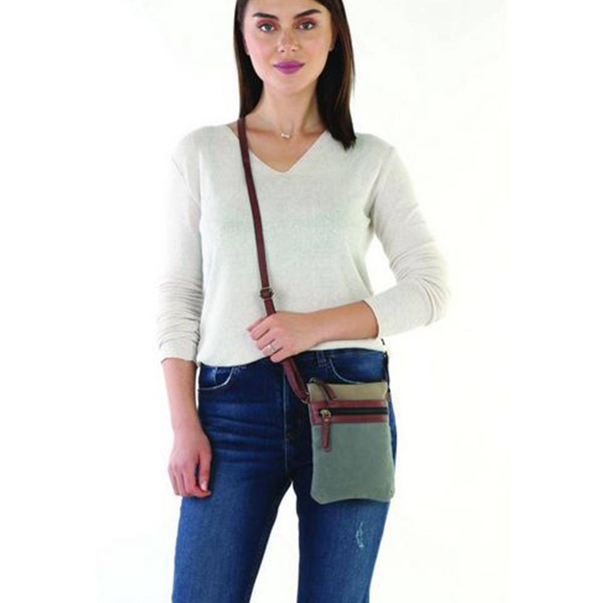 Mona B Women Blue Canvas Vintage Sling Bag
