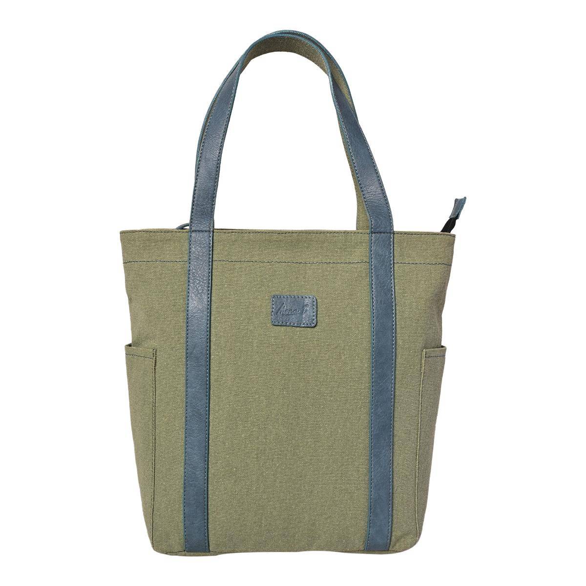 Mona B Women Green Colorblock Tote Bag