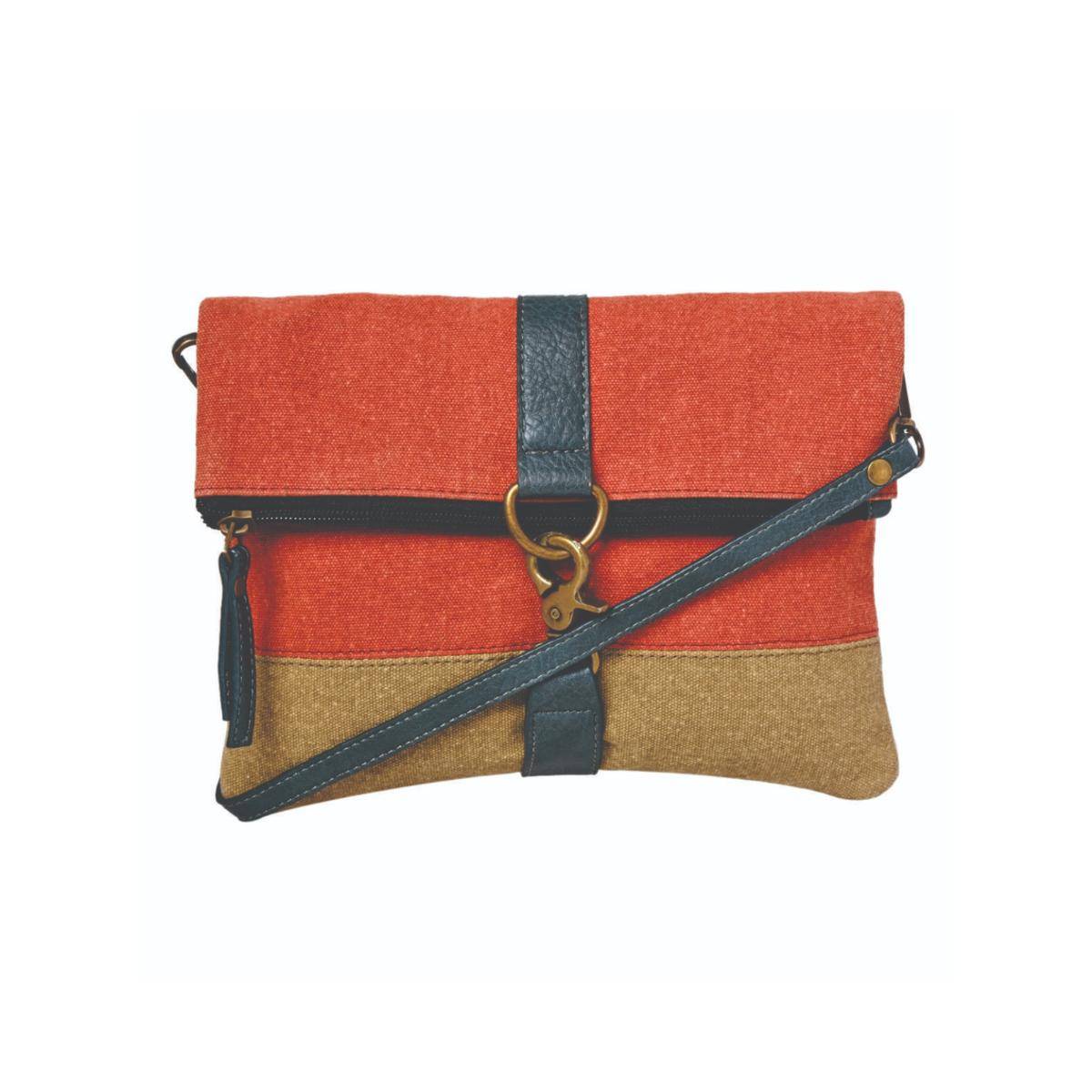 Mona B Women Orange Finley Canvas Recycled Sling Bag