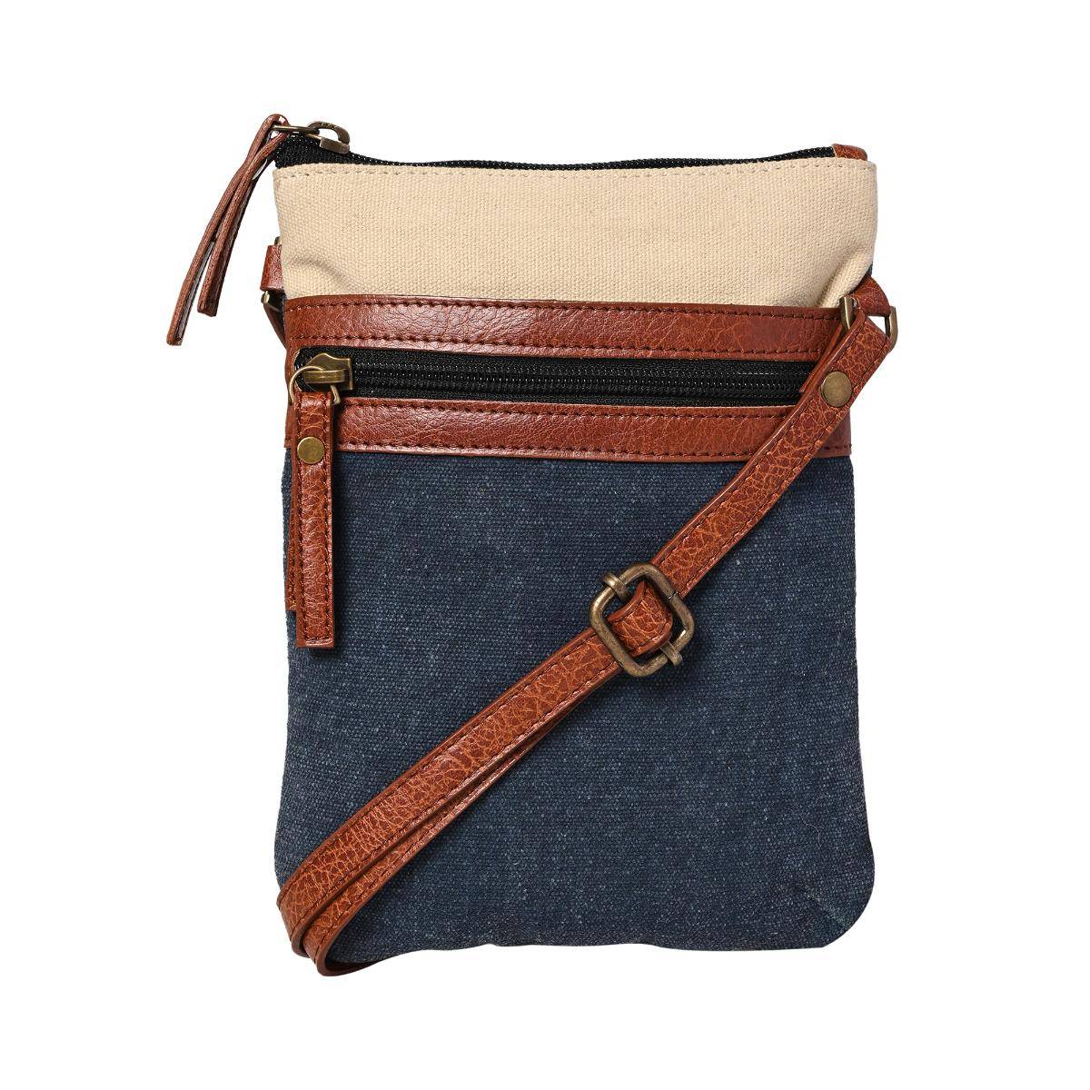 Mona B Women Navy Blue Canvas Vintage Sling Bag
